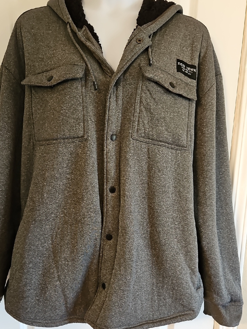 Zoo York Womens Or Men's Heather Gray Hooded Shirt Jacket